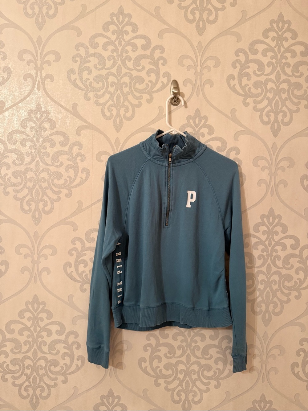 PINK Victoria's Secret Light Blue Half-Zip Sweatshirt